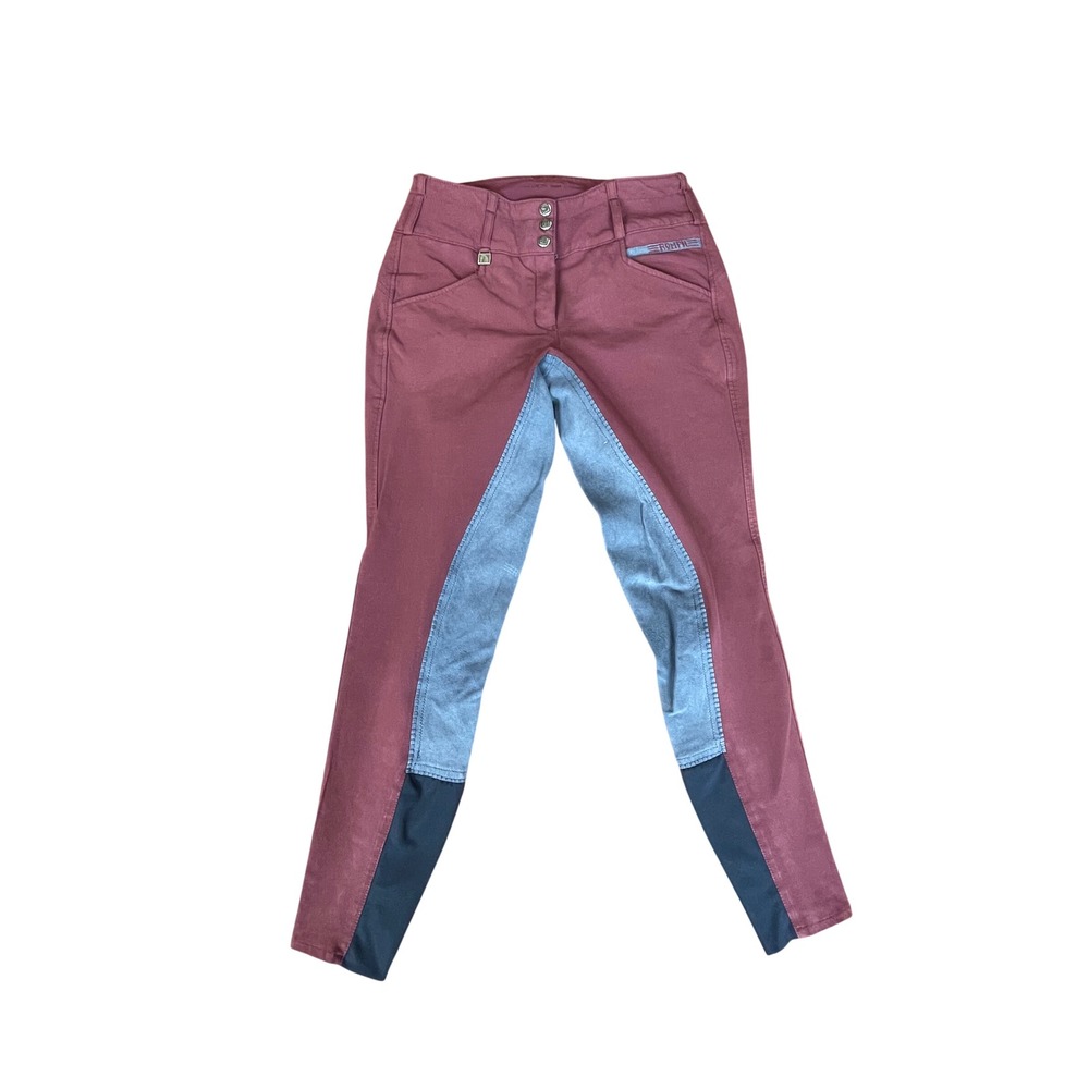Romfh Equestrian Full Seat Breeches Burgundy Slate Blue Riding Pants Womens 26
